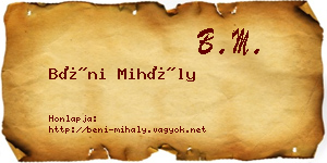 Béni Mihály névjegykártya