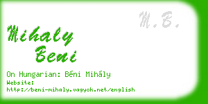 mihaly beni business card