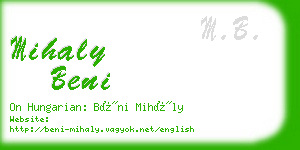 mihaly beni business card